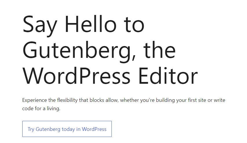 gutenberg wordpress say hello