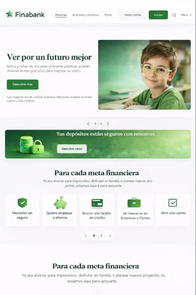 sitios-web-ejemplos-institucional Página institucional con mensajes de marca, navegación clara y accesos rápidos por categoría.