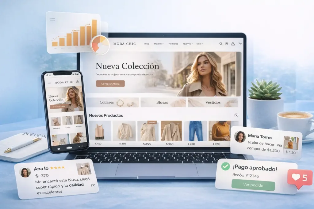 como-publicar-ropa-para-vender Ejemplo de cómo se vería una de las mejores tiendas de ropa online.